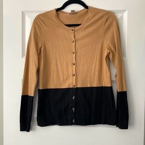 LOFT camel, black and tortoise cardigan